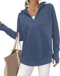 Sweaters for Women Quarter Zip Pullover V Neck - Oversized Cozy
