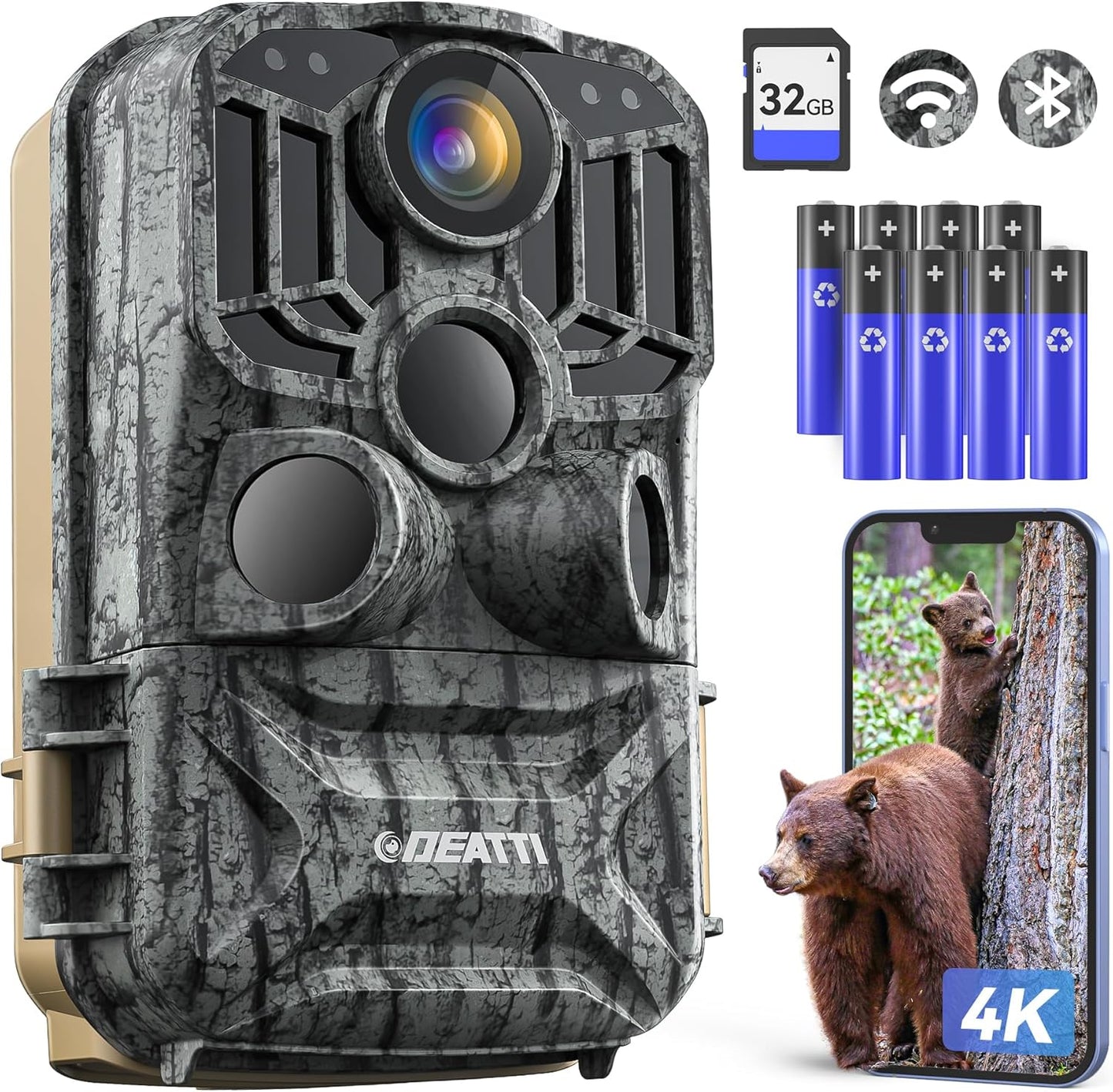 DEATTI 48MP 4K Trail Camera: Fast WiFi, Night Vision