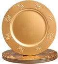 Christmas Reindeer Gold Charger Plates Set of 6 for Elegant Dining