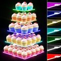 weddingwish 5 Tier Led Cupcake Stand - Illuminated Acrylic Display