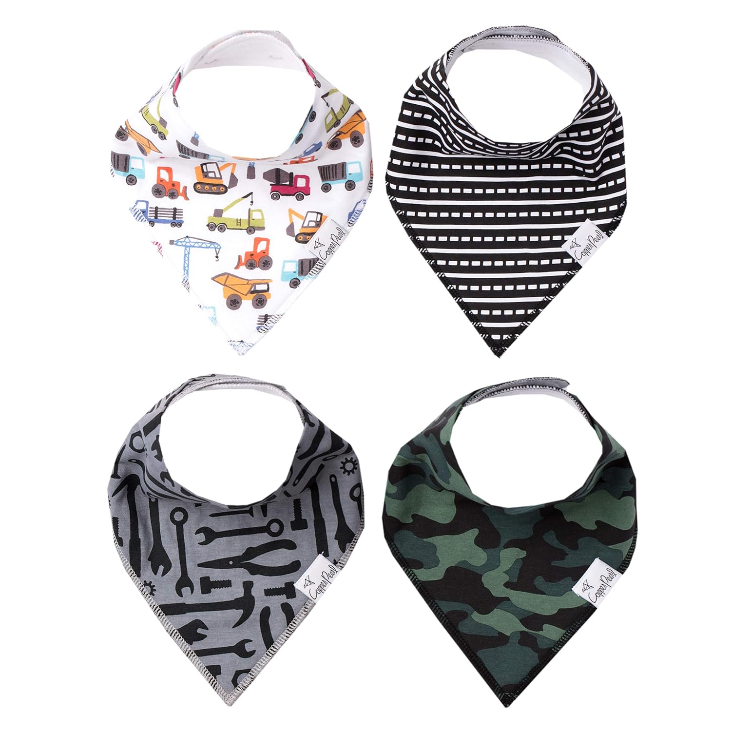 Absorbent Cotton Baby Bibs for Drooling, Teething - 4 Pack