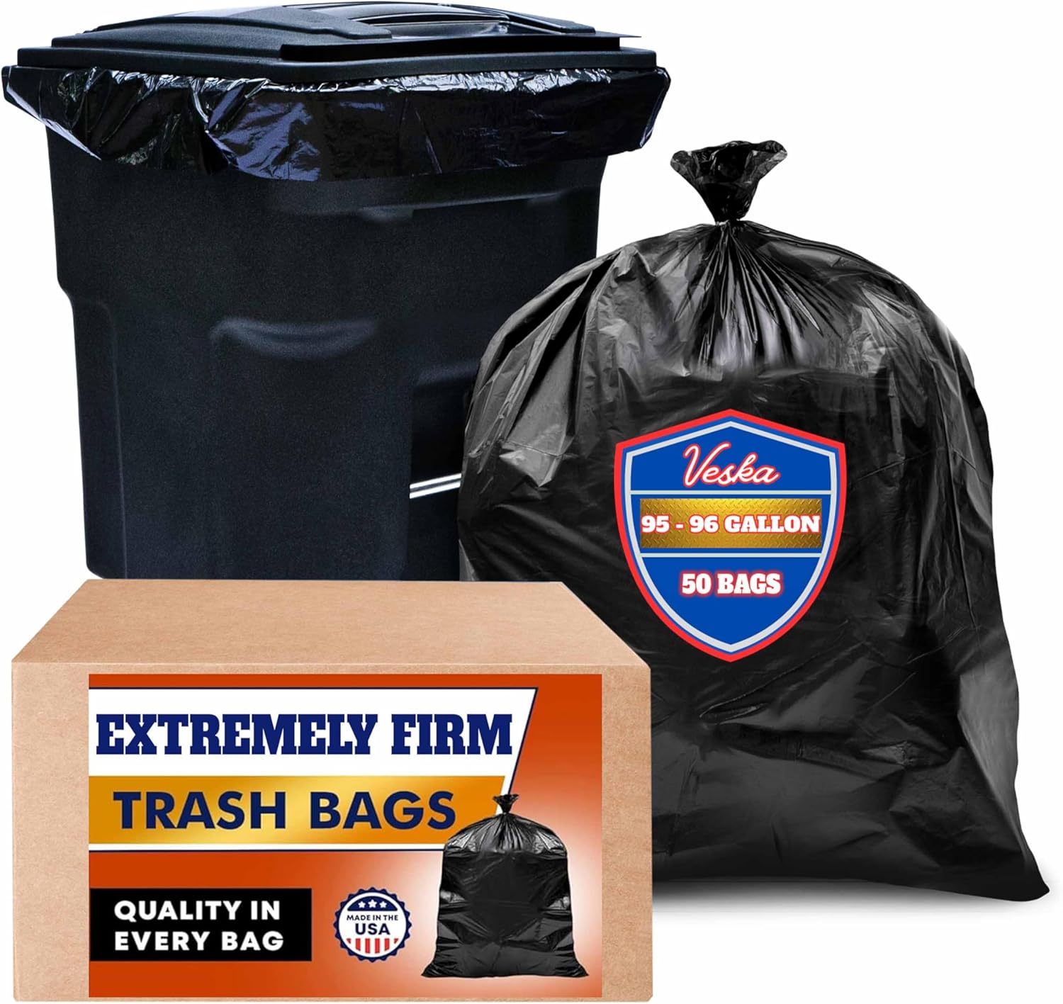 Heavy Duty 95-96 Gallon Trash Bags for Large Waste Collection