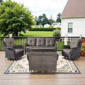 5 Piece Outdoor Patio Furniture Set with Loveseat Glider Chairs