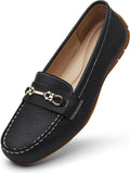 Women's Comfortable Lightweight Leather Loafers - Slip-On Driving
