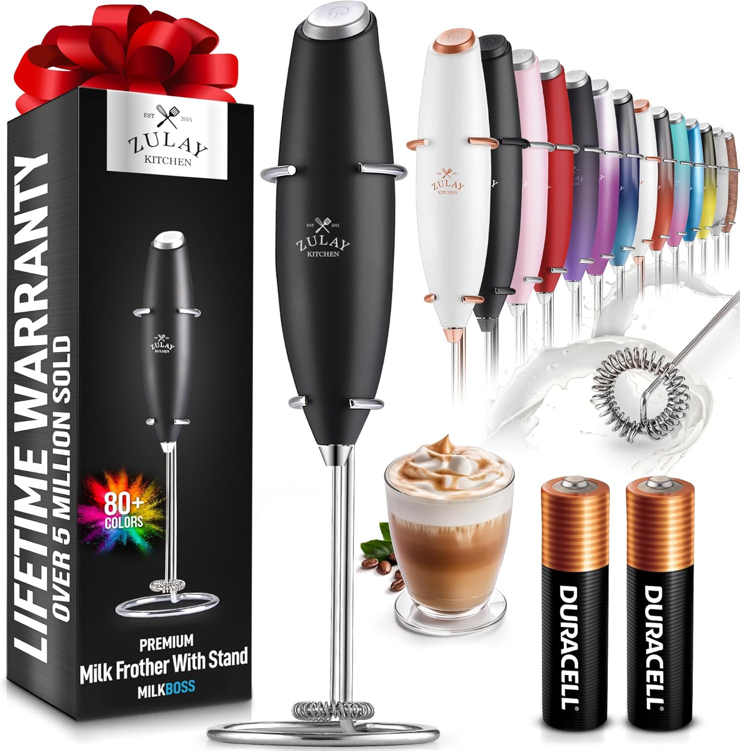 Zulay Kitchen Powerful Milk Frother Wand - Whip Up Perfect Froth!