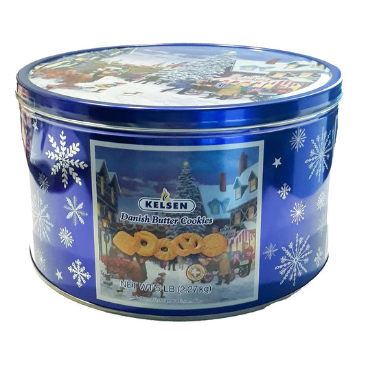 Kelsen Danish Butter Cookies in Decorative Holiday Tin for Gifting