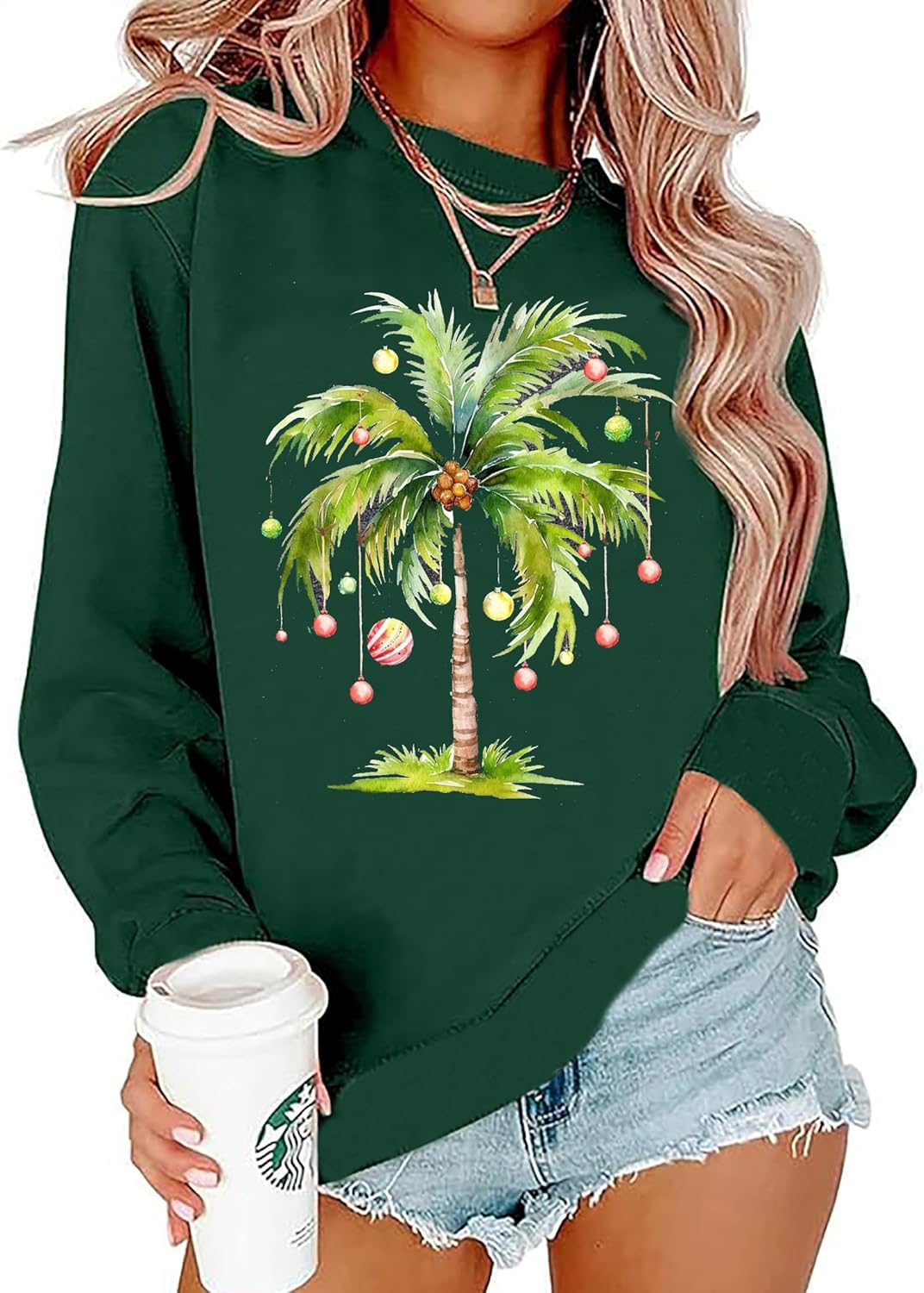 Festive Christmas Palm Tree Sweater by BOMYTAO