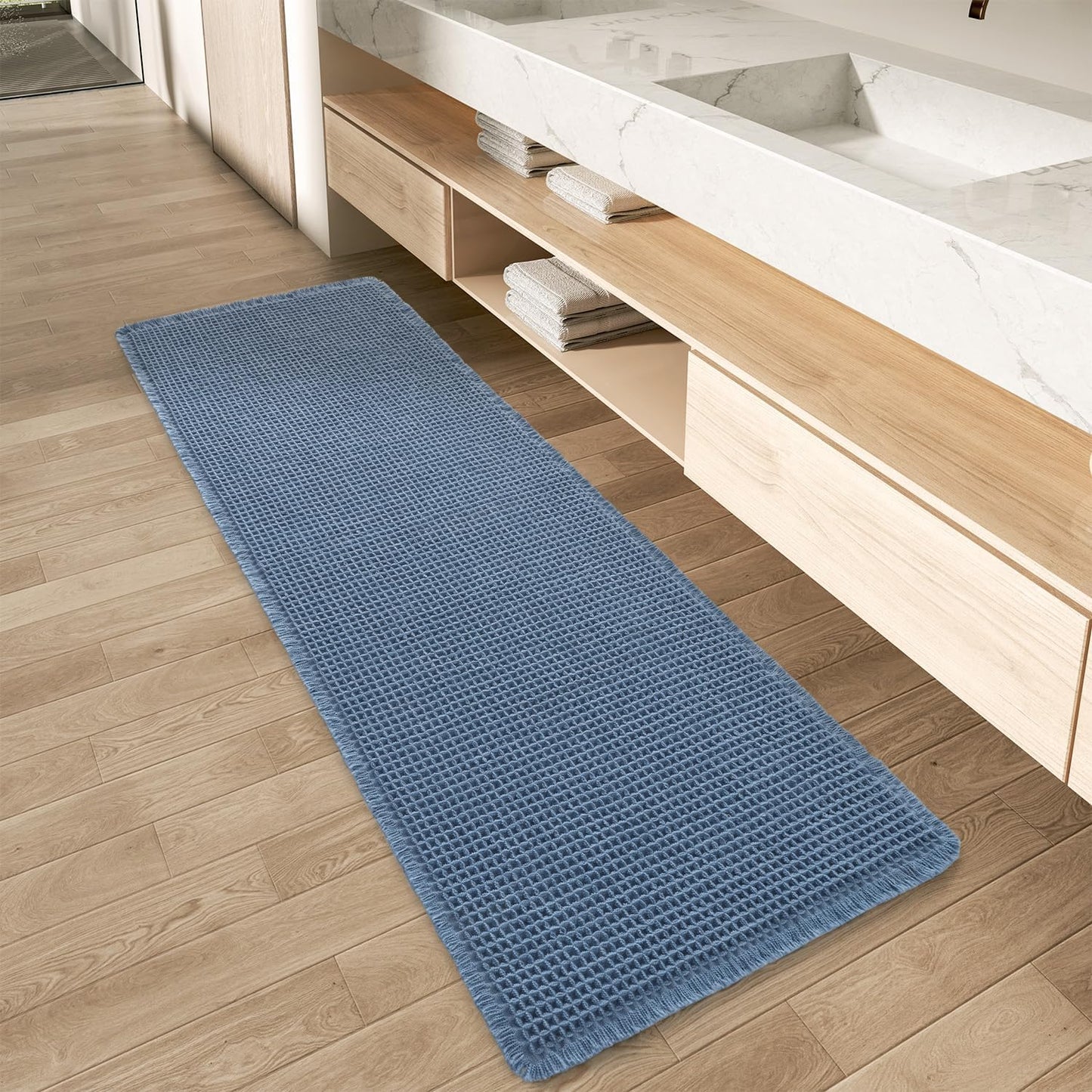Upgraded Waffle Runner Rug for Bathroom - Super Absorbent & Non-Slip