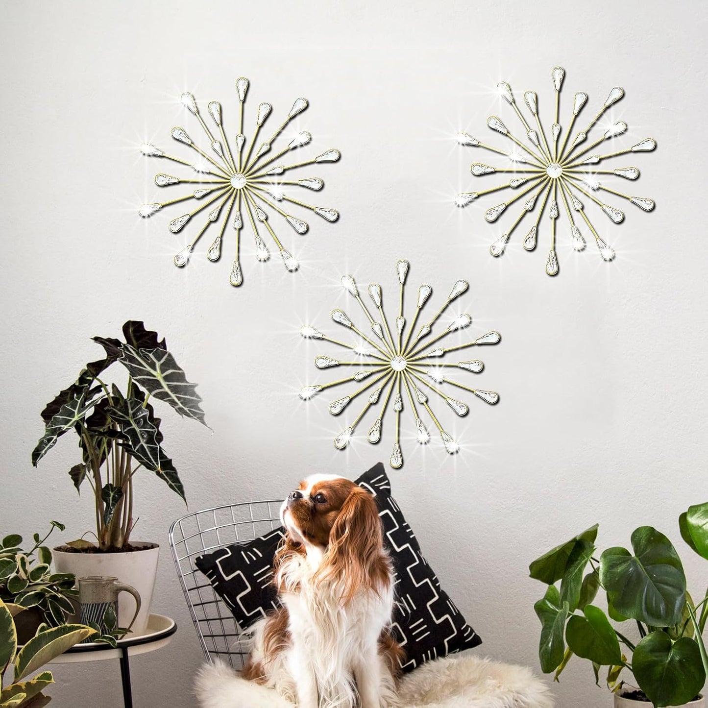 ZEXUIRU Gold Metal Jeweled Wall Art Set for Home Decor