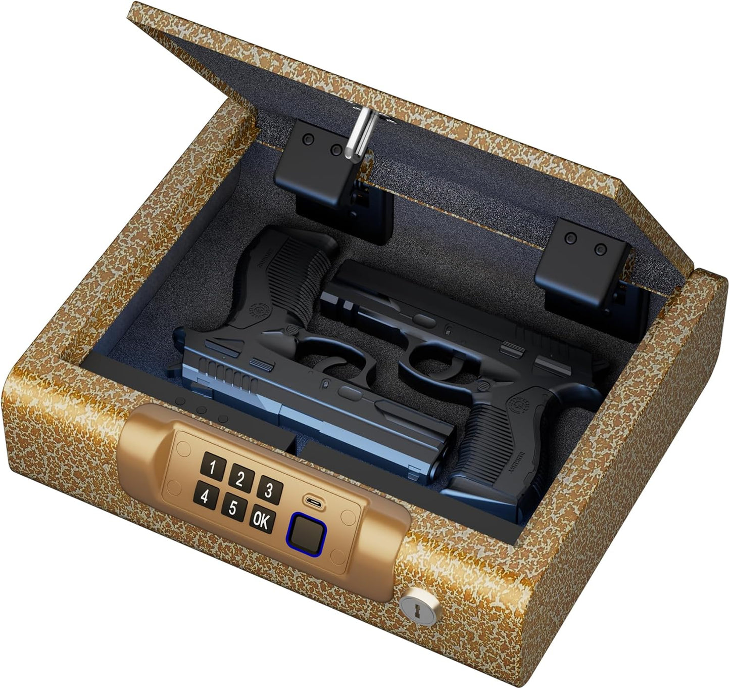Biometric Gun Safe for Pistols with 3-Ways Unlocking System