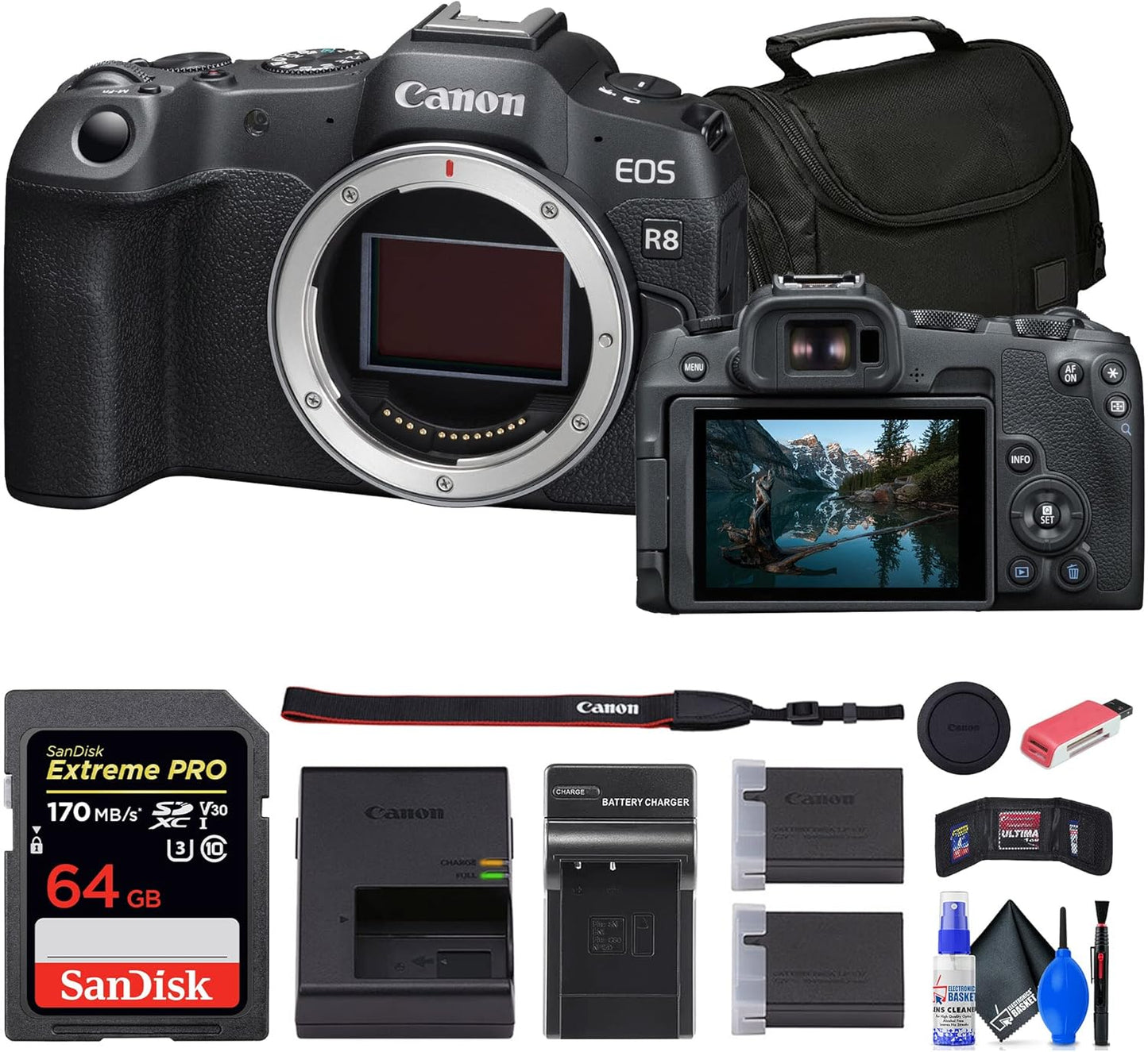 Canon EOS R8 Mirrorless Camera Bundle with Accessories Included
