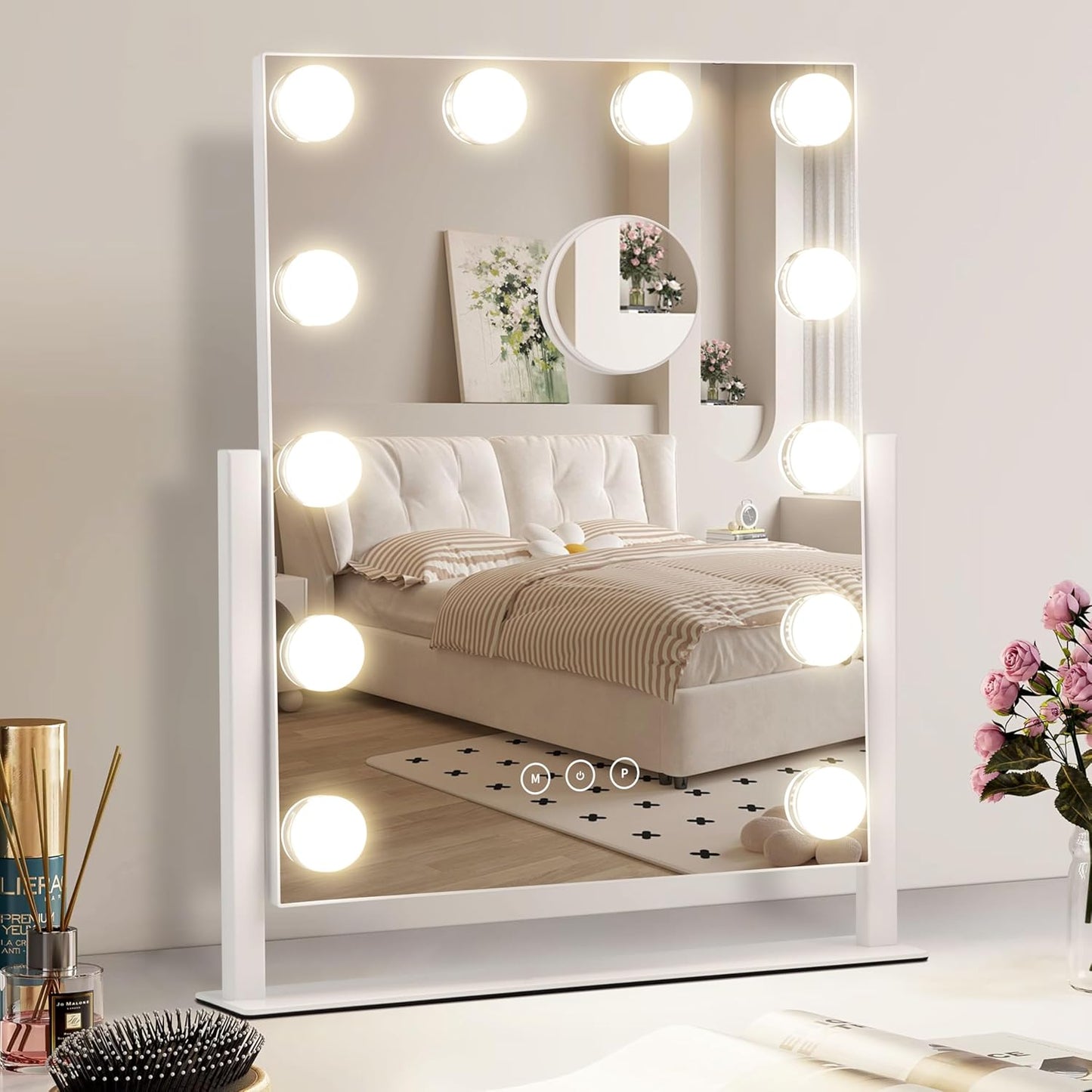 Vanity Makeup Mirror with Lights and 10X Magnification Feature