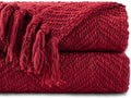 Red Knit Throw Blanket 60x80 for Couch and Bed - Cozy Holiday Accent