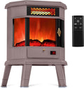 22 in Freestanding Electric Fireplace Heater - Brown 3D Flame