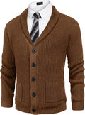 Men's Shawl Collar Cardigan Sweater - Slim Cable Knit
