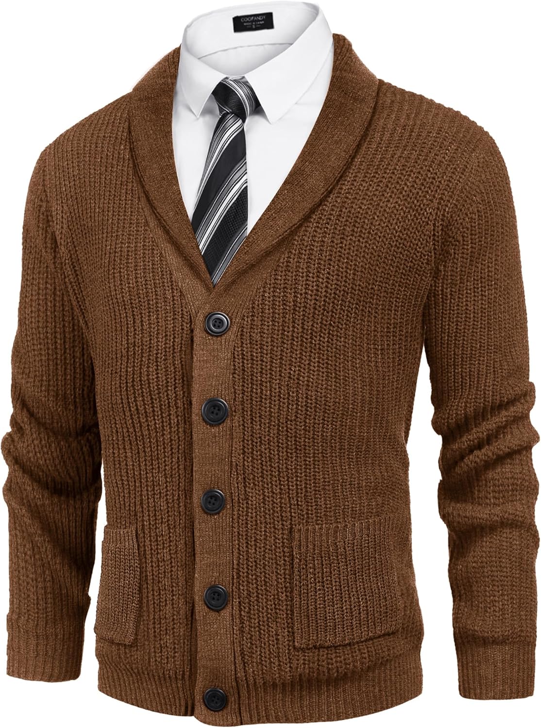 COOFANDY Men's Shawl Collar Cardigan Sweater for Stylish Comfort