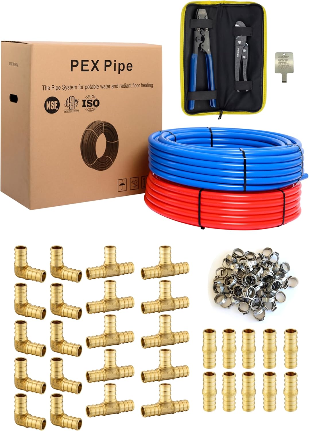 EFIELD 1/2 Inch Pex-b Pipe and Fittings Set for Plumbing Needs