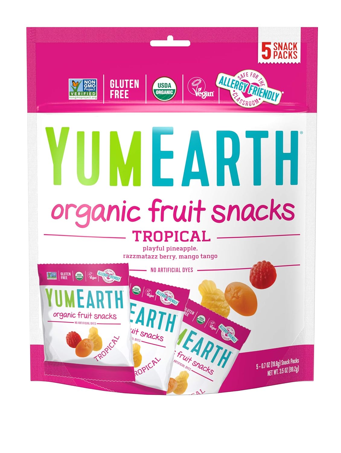 YumEarth Organic Tropical Fruit Snacks - Allergy Friendly Treats