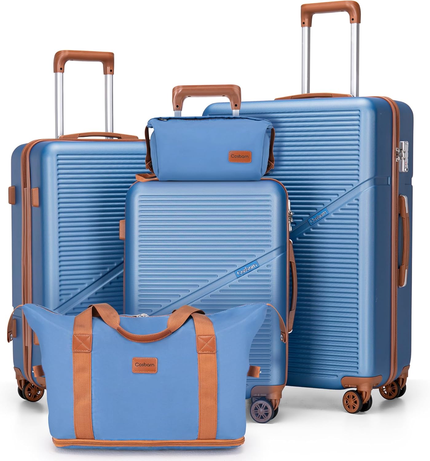 5 Piece Luggage Set with Spinner Wheels for Effortless Travel