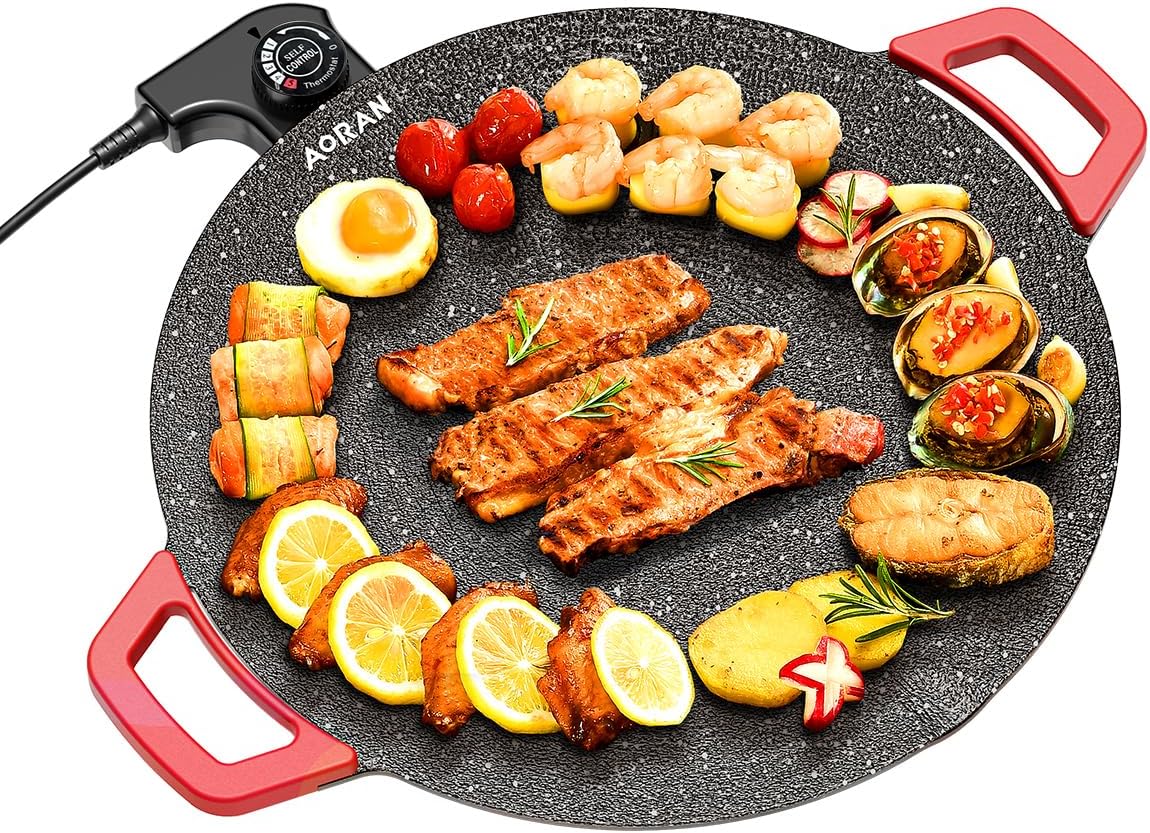 AORAN Indoor Grills Electric Smokeless Nonstick Griddle