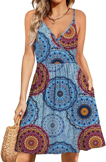WEACZZY Women's Summer Floral Sundress with Pockets for Casual Wear