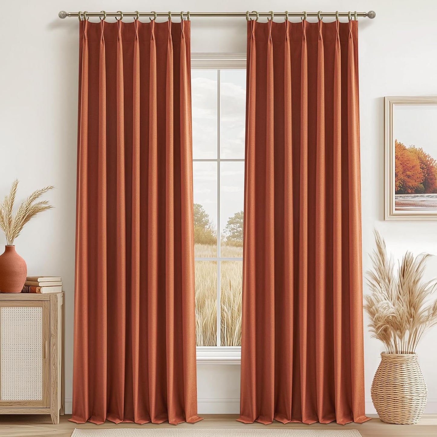 Fall Burnt Orange Curtains for Living Room and Bedroom Decor