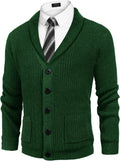 Men's Shawl Collar Cardigan Sweater Slim Fit Cable Knit - Warm Look