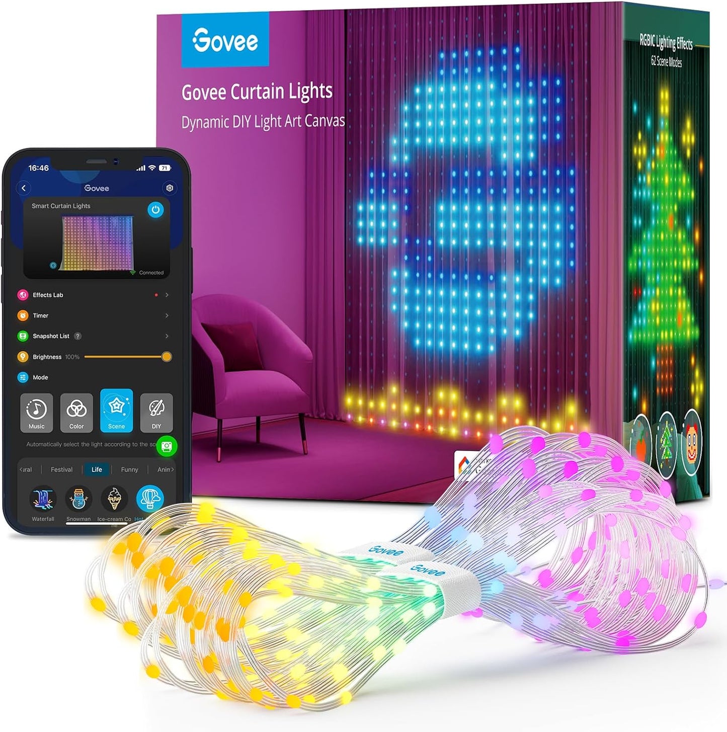 Govee Smart Color-Changing Curtain Lights