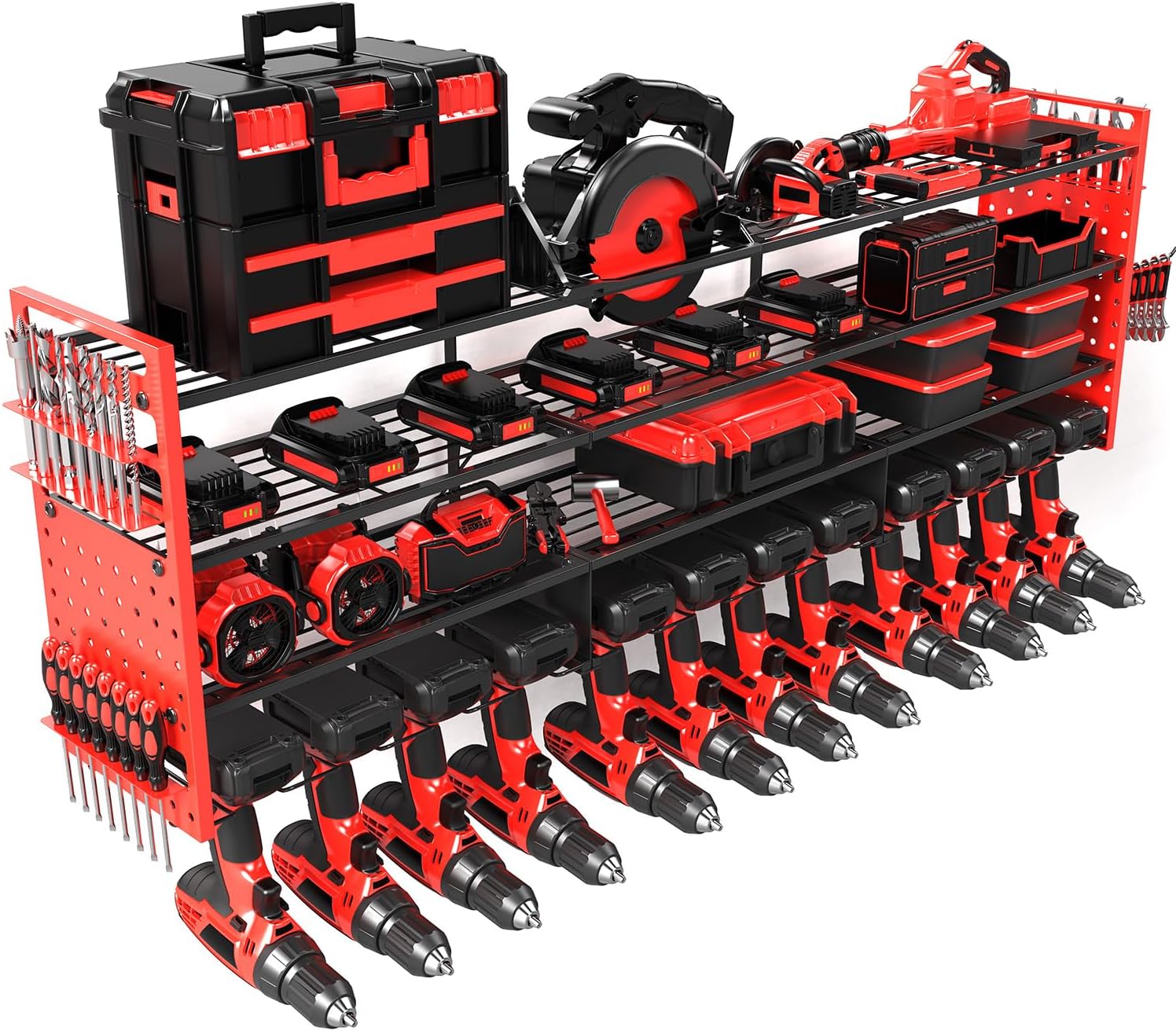 52.4in Heavy Duty Power Tool Organizer with 12 Drill Holders