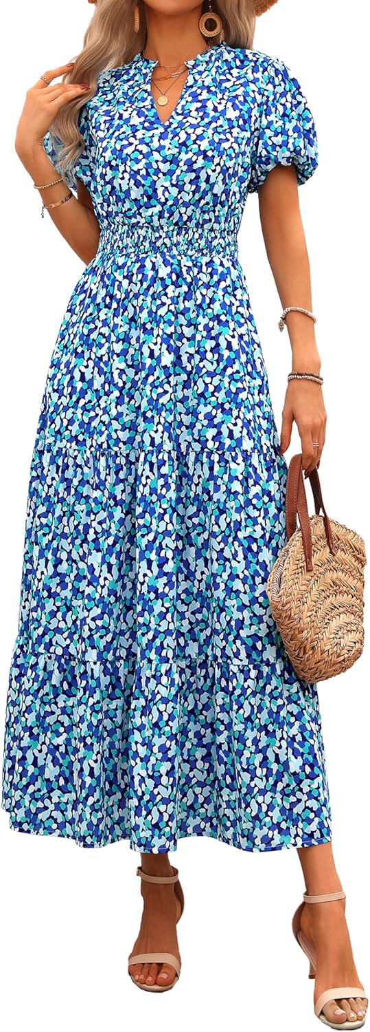 Floral Summer Maxi Dresses for Women 2025 Casual V Neck