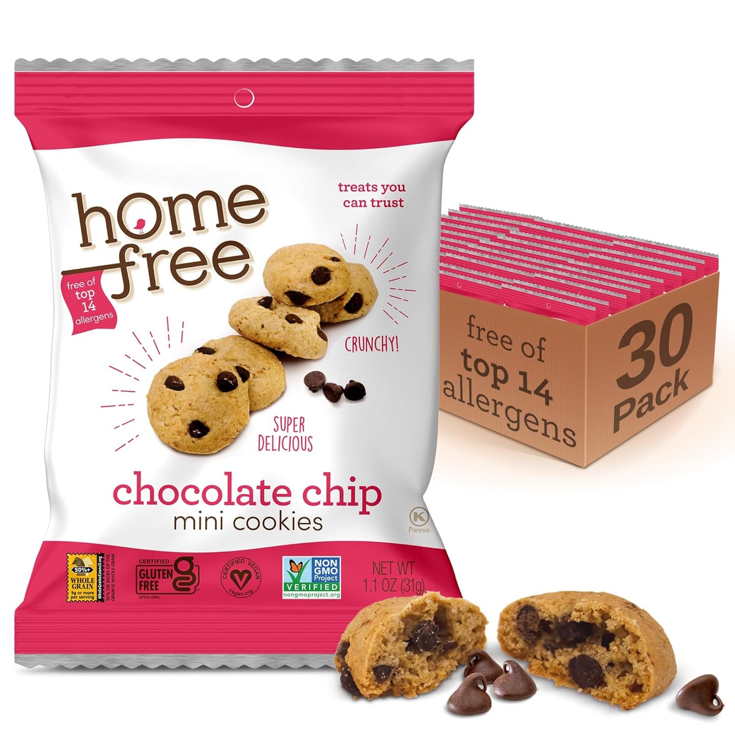 Homefree Gluten Free Mini Cookies - Chocolate Chip Treats
