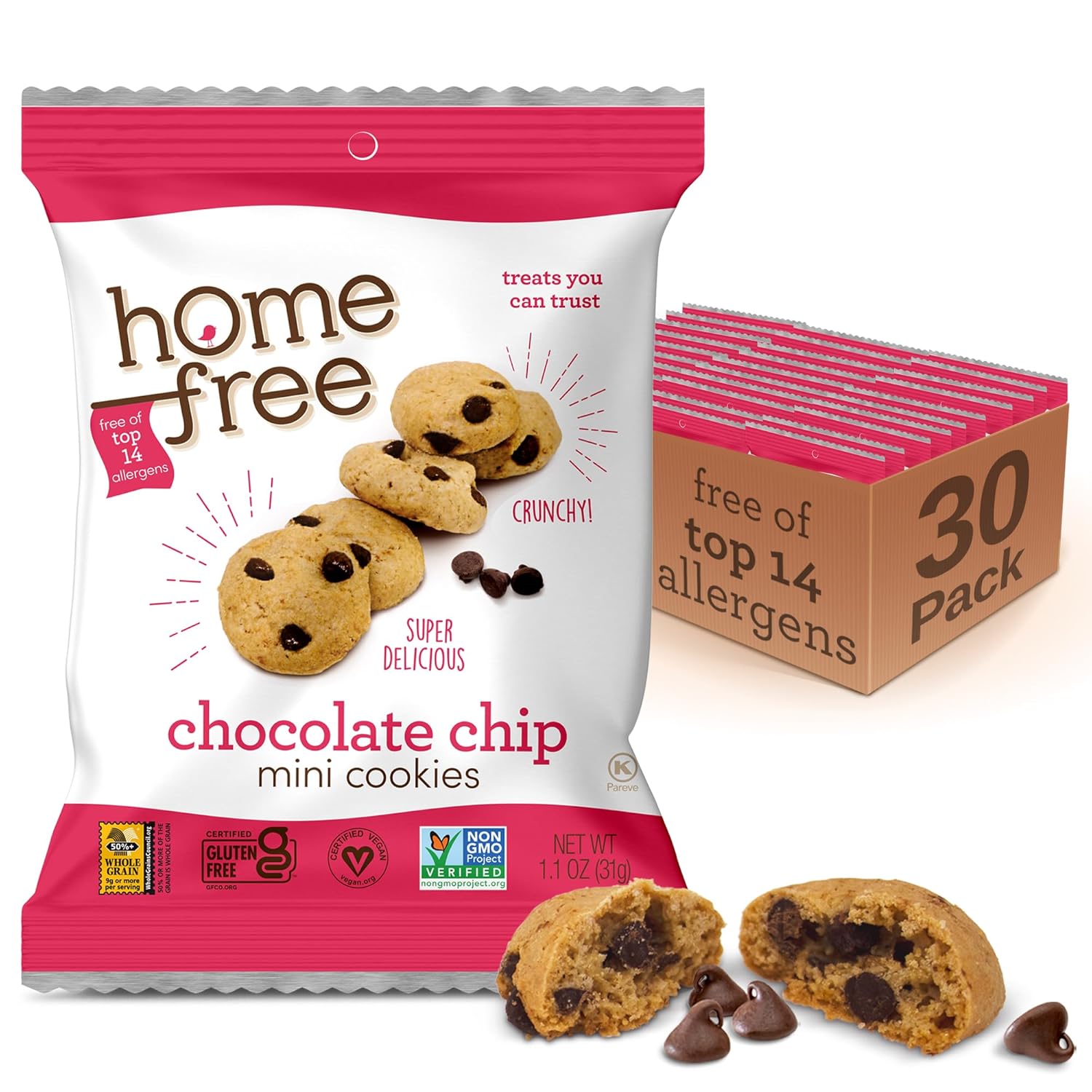 Homefree Gluten Free Mini Cookies - Chocolate Chip Treats