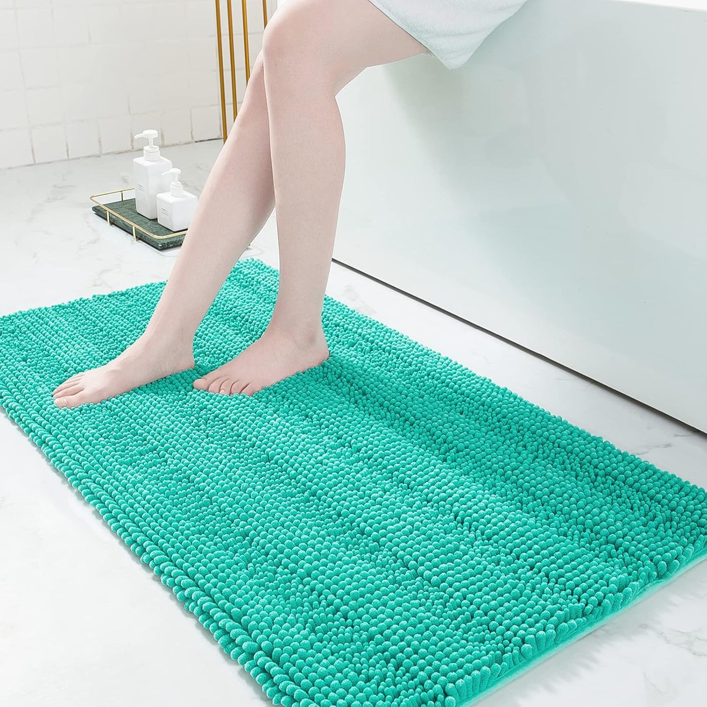 Grandaily Chenille Striped Bathroom Rugs for Luxurious Comfort