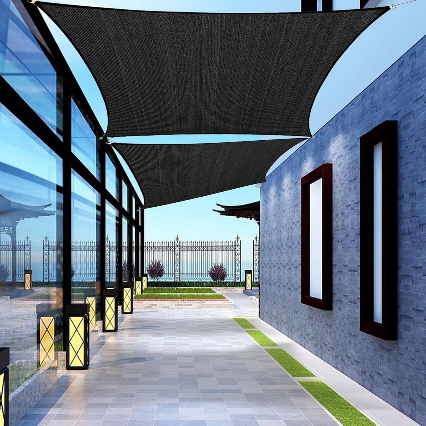 Custom Size 11ft x 17ft Black Rectangle Sun Shade Sail Canopy