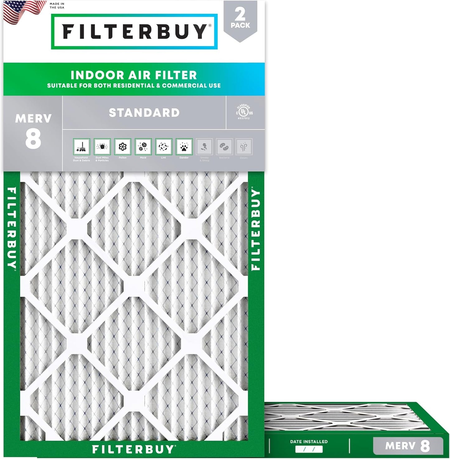 Filterbuy 15x30x1 Air Filter MERV 8 for Dust & Allergy Defense