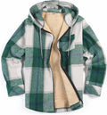 Men's Flannel Fleece Jacket Sherpa Lined Hoodie - Warm Plaid Zip Up
