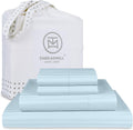 Full Size Cotton Sheets Set 600 TC - Blue Sateen Stripe
