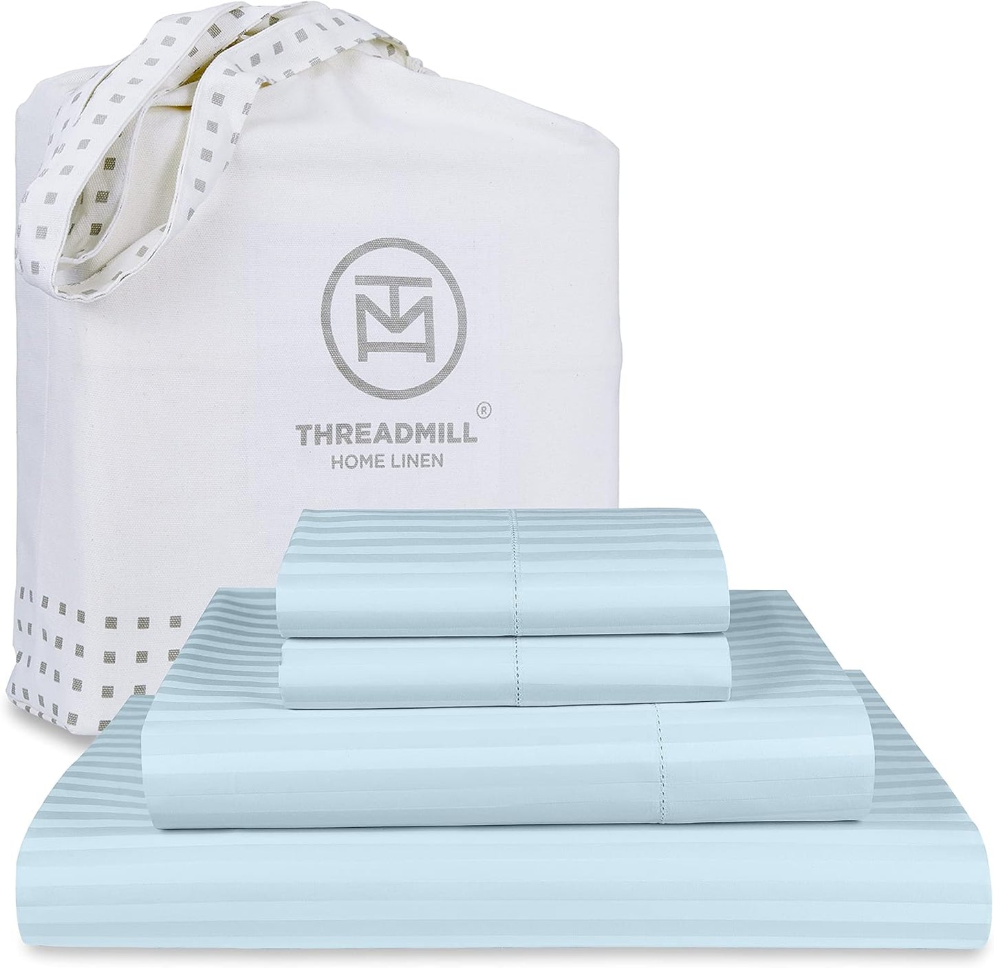 Threadmill 100% Cotton Sheets Set for Full Size Bed - 600 TC
