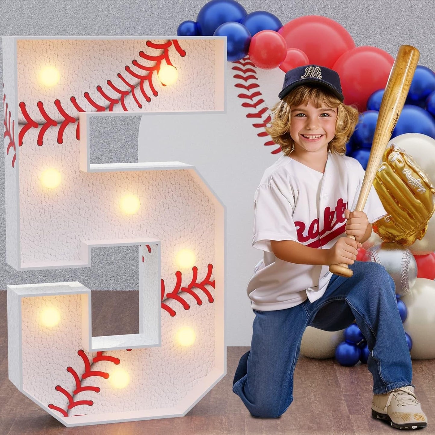 Marquee Numbers Baseball Birthday Decorations for Kids Parties