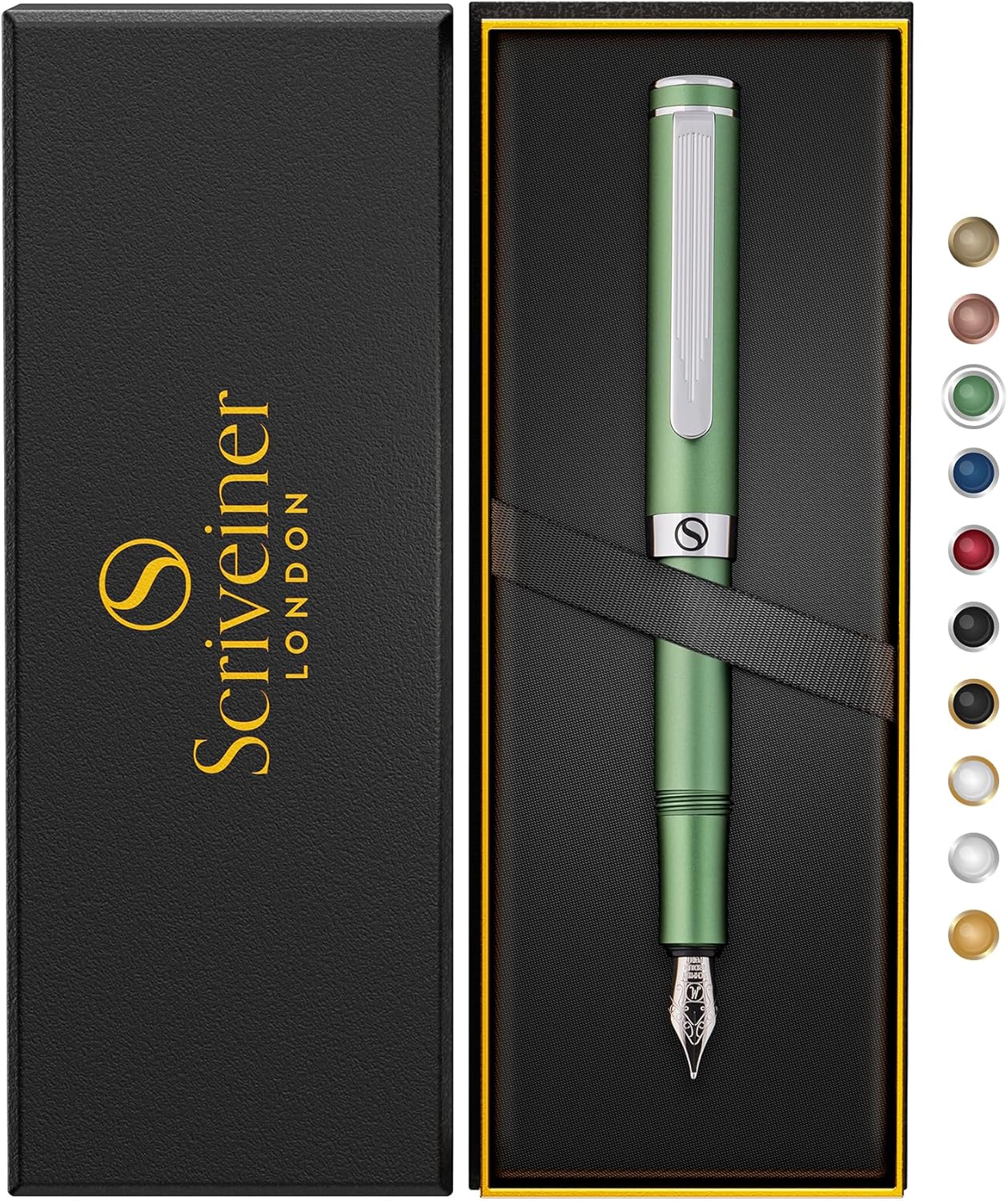 Scriveiner Luxury EDC Fountain Pen in Stunning Matt Green Finish
