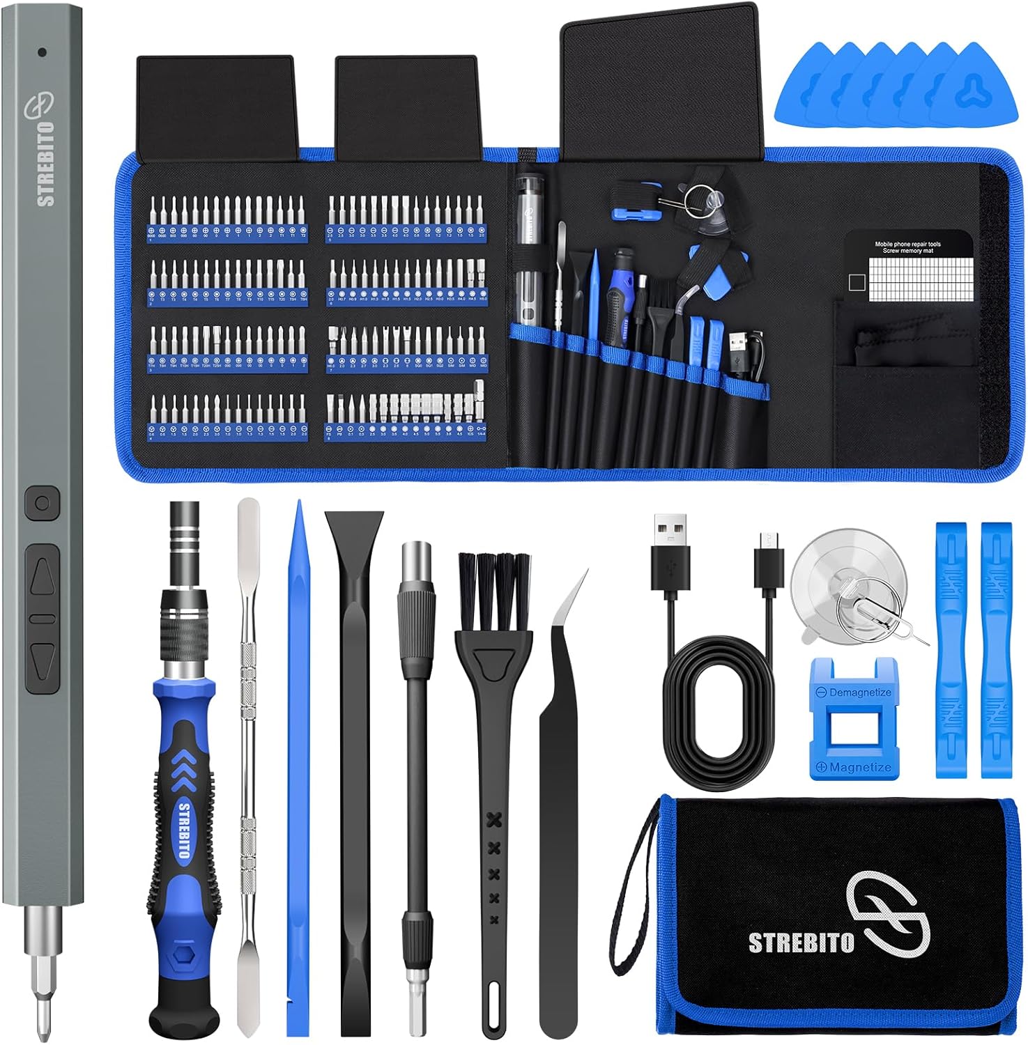 STREBITO Electric Screwdriver Set with 144 Magnetic Bits