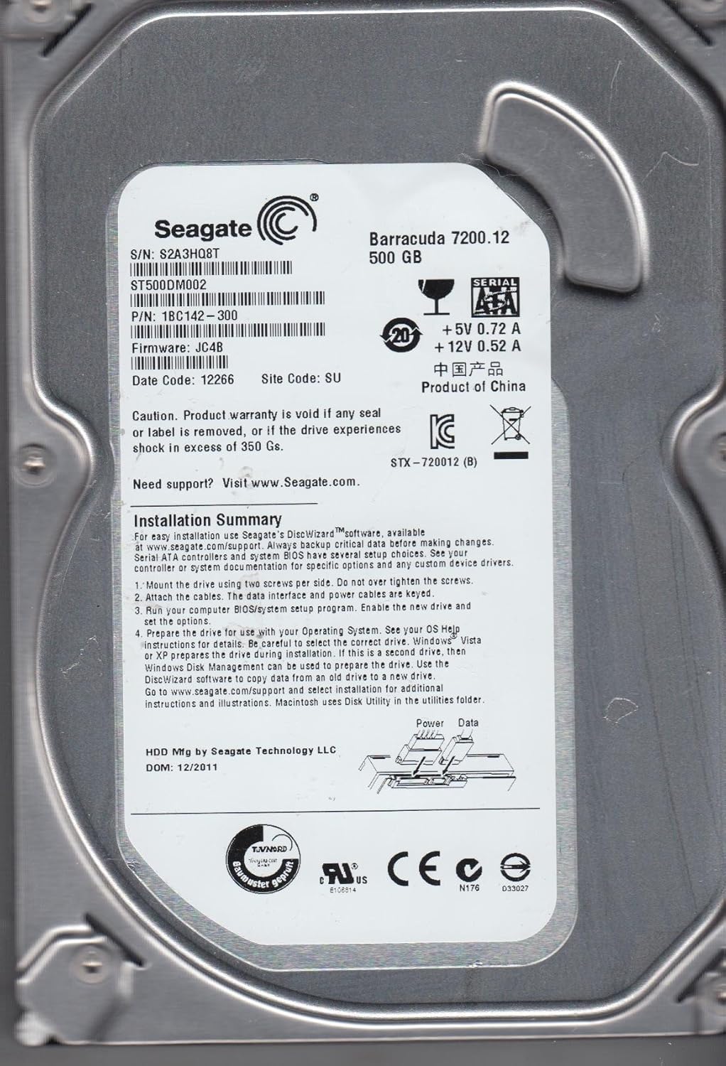 Seagate Barracuda 500 Gb 3.5 Internal Hard Drive - 7200 RPM