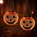 2 Pack Solar Powered Halloween Lights - Waterproof Pumpkin Lanterns