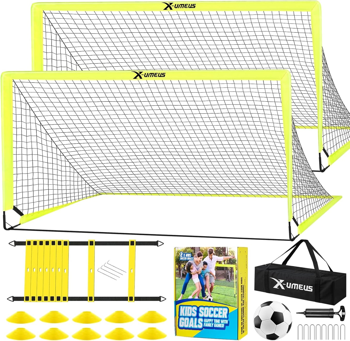 Kids Soccer Goals for Backyard Set of 2, Perfect for Ages 3-12