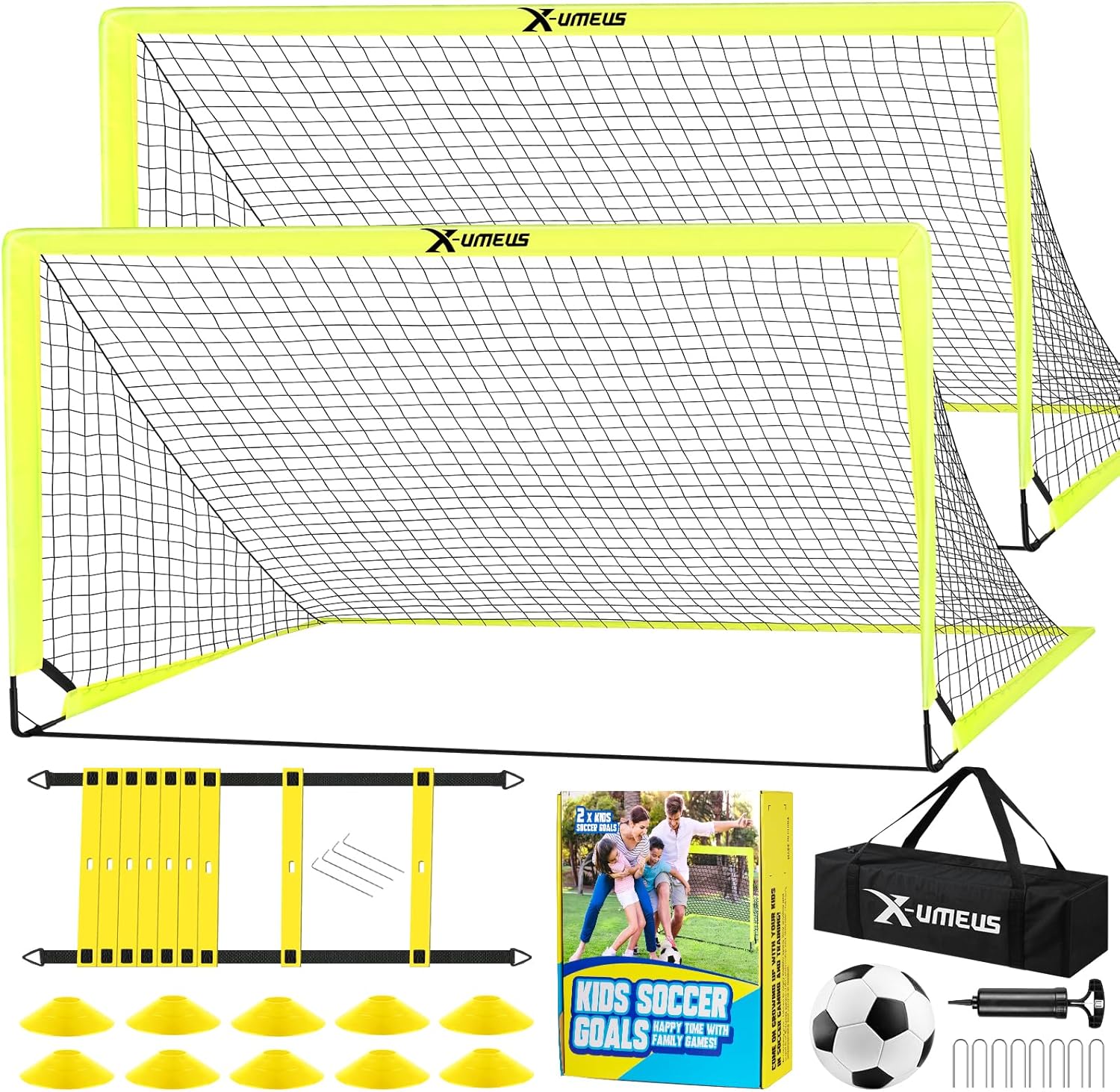 Kids Soccer Goals for Backyard Set of 2, Perfect for Ages 3-12