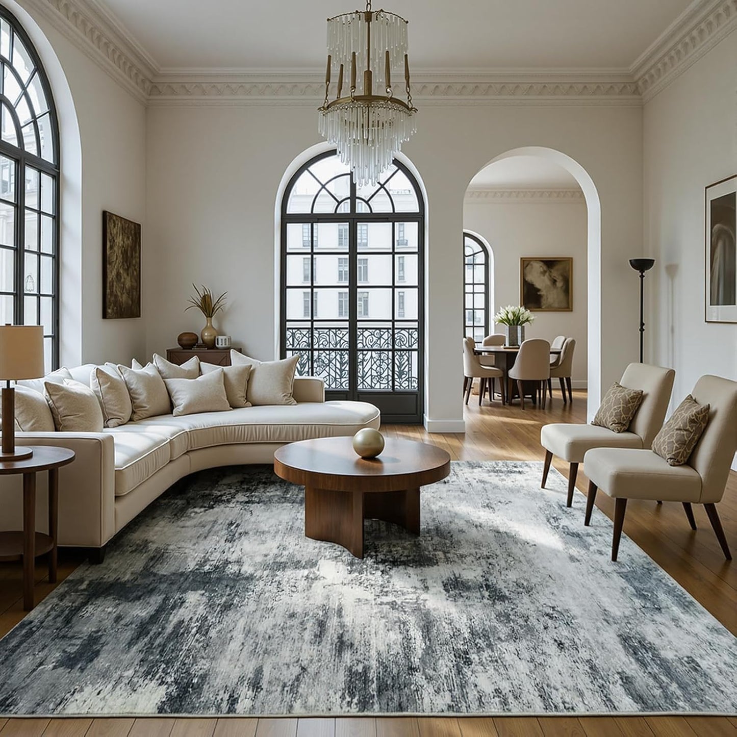 Living Room Rug Washable Abstract Rugs with Non-Slip Backing