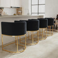 Contemporary Black Velvet Bar Stools Set of 4 - Comfortable Counter