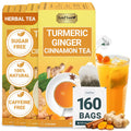 LeafLea 160 Ginger Turmeric Tea Bags - Soothing Spicy Herbal Blend