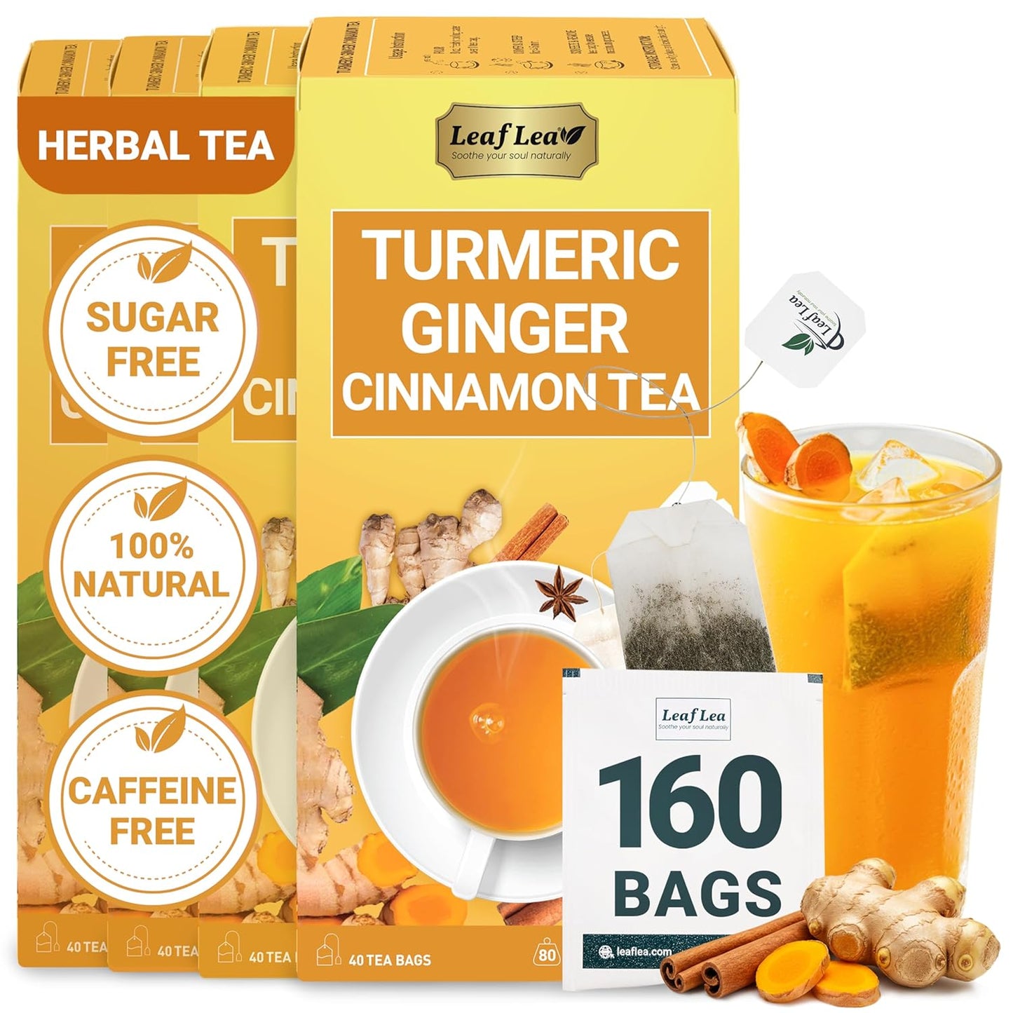 Ginger Turmeric Tea Bags for Digestion & Immunity Support