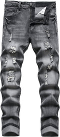 QIMYUM Mens Ripped Jeans Slim Fit Straight Leg - Comfortable Style day